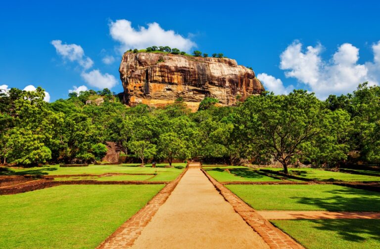 Sigiriya Rock Fortress rising above the jungle in Sri Lanka